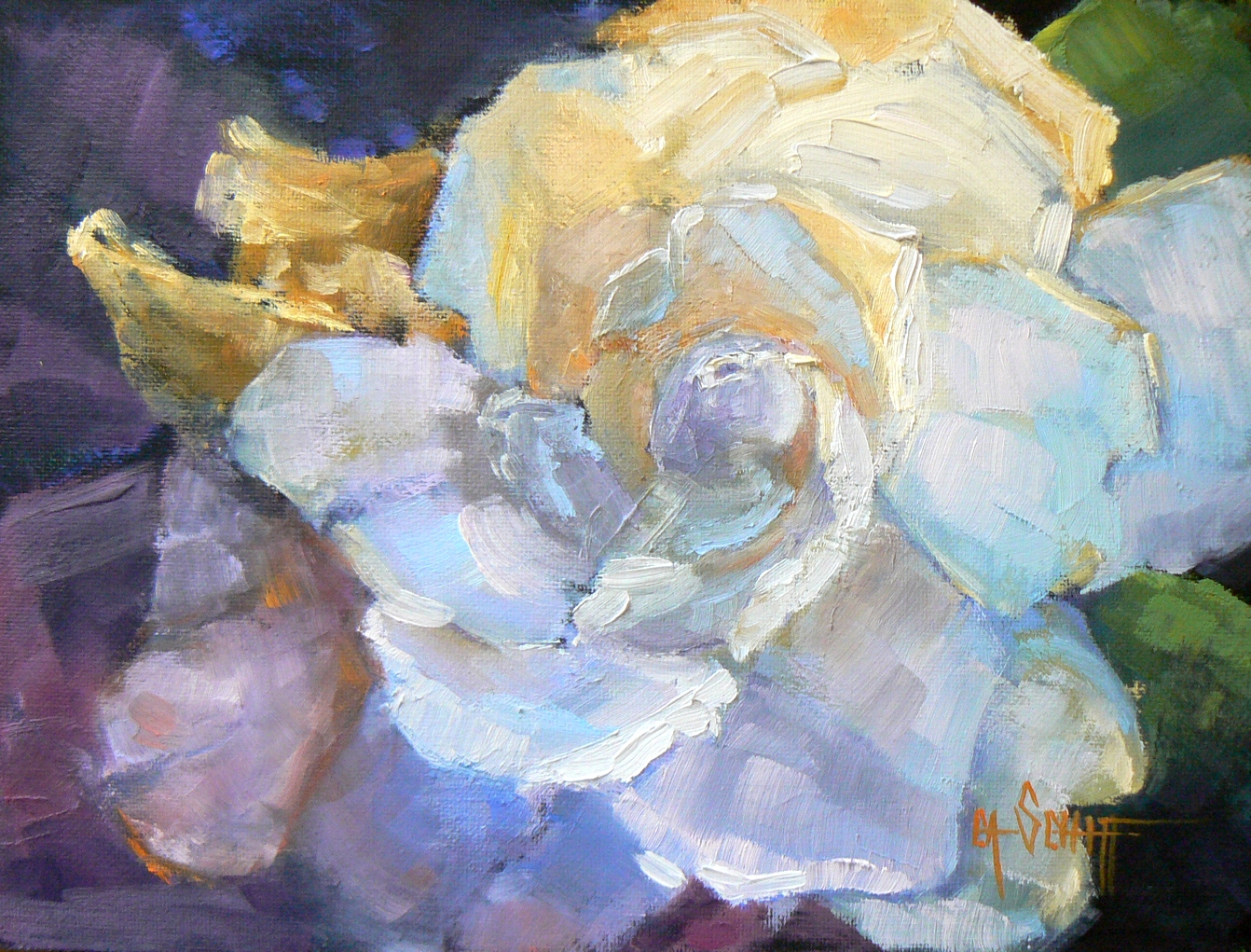 Contemporary Artists of North Carolina Daily Painting, Floral, "Gardenia"