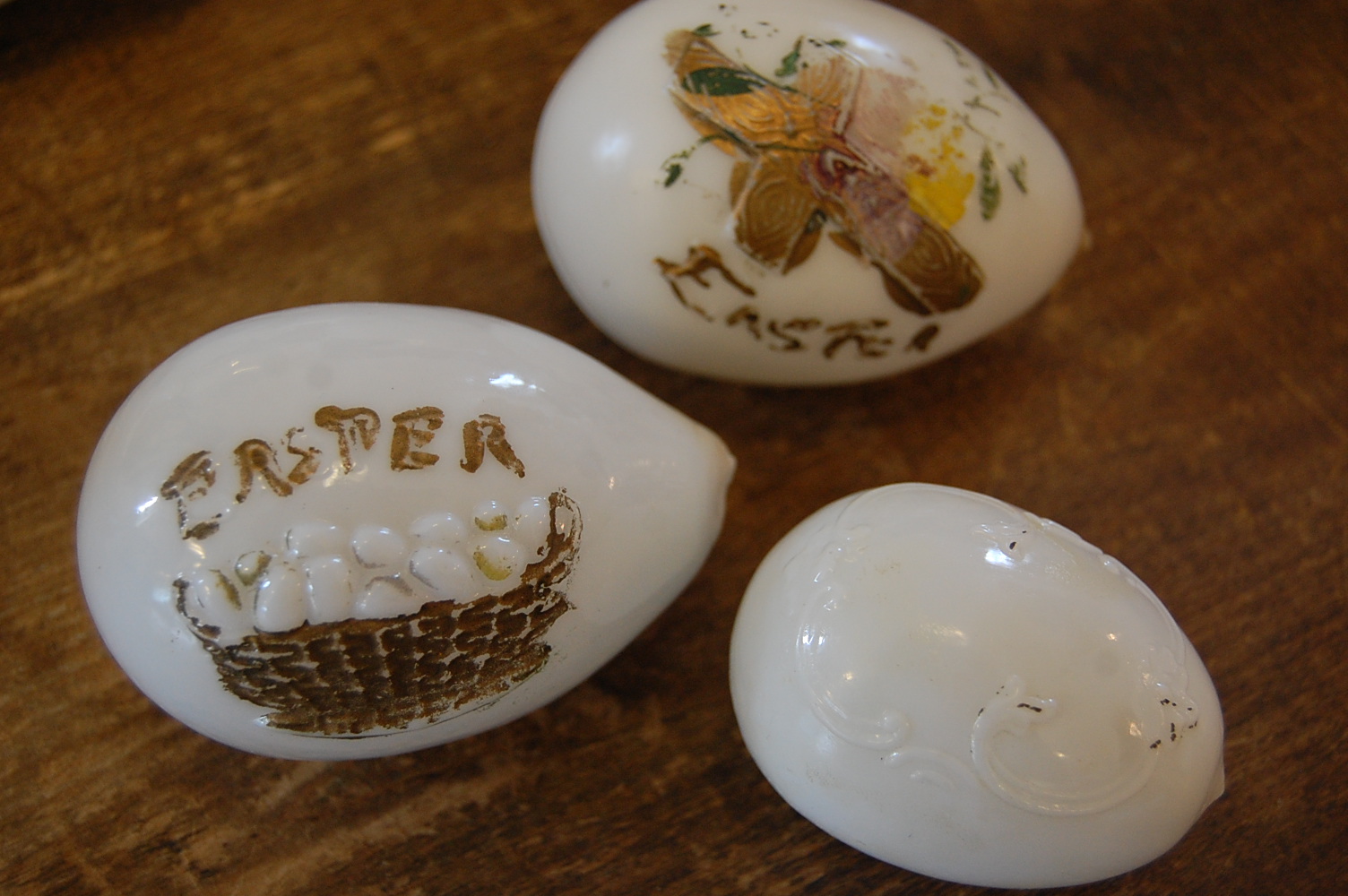 urban farmhouse Antique hand blown milk glass Easter eggs.