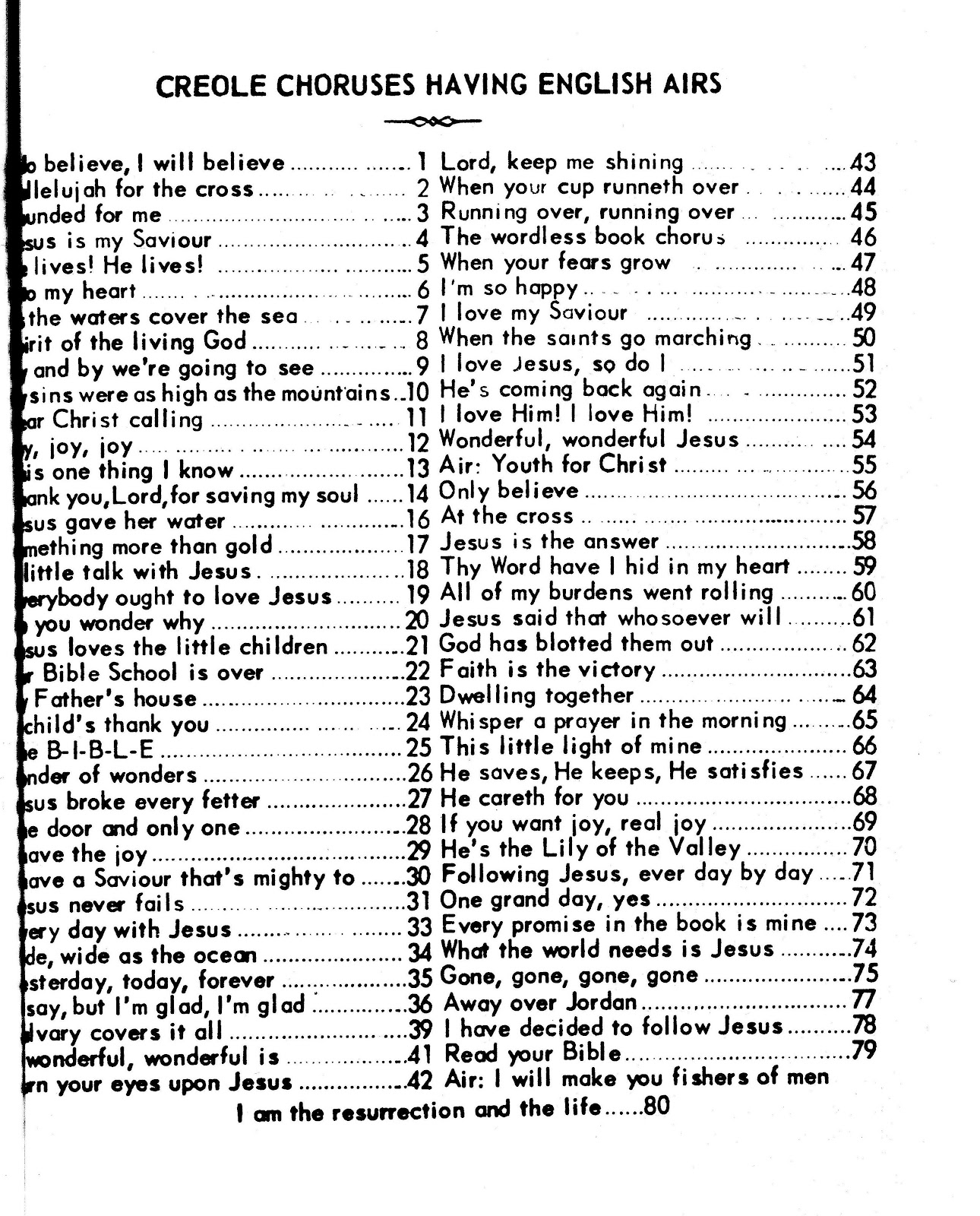 Haitian Creole what are some common english hymns that they also sing