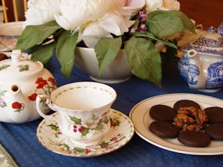 lovely tea party with flowers roses wallpaper