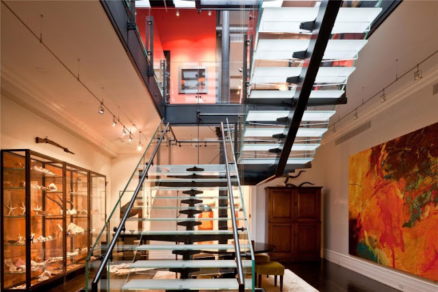 Photo of glass staircase in the Tribeca triplex