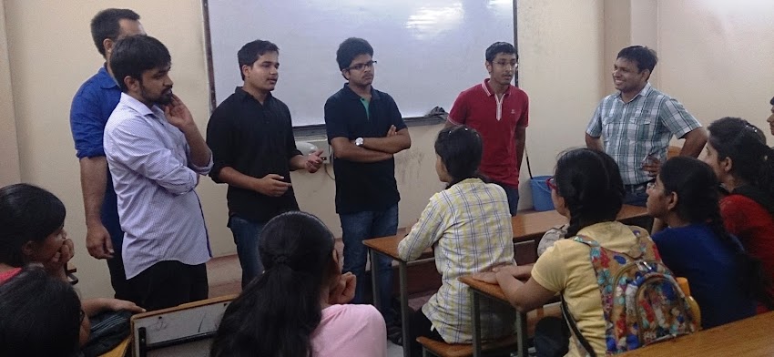 Students of 2011 batch sharing their  views with students 2015 