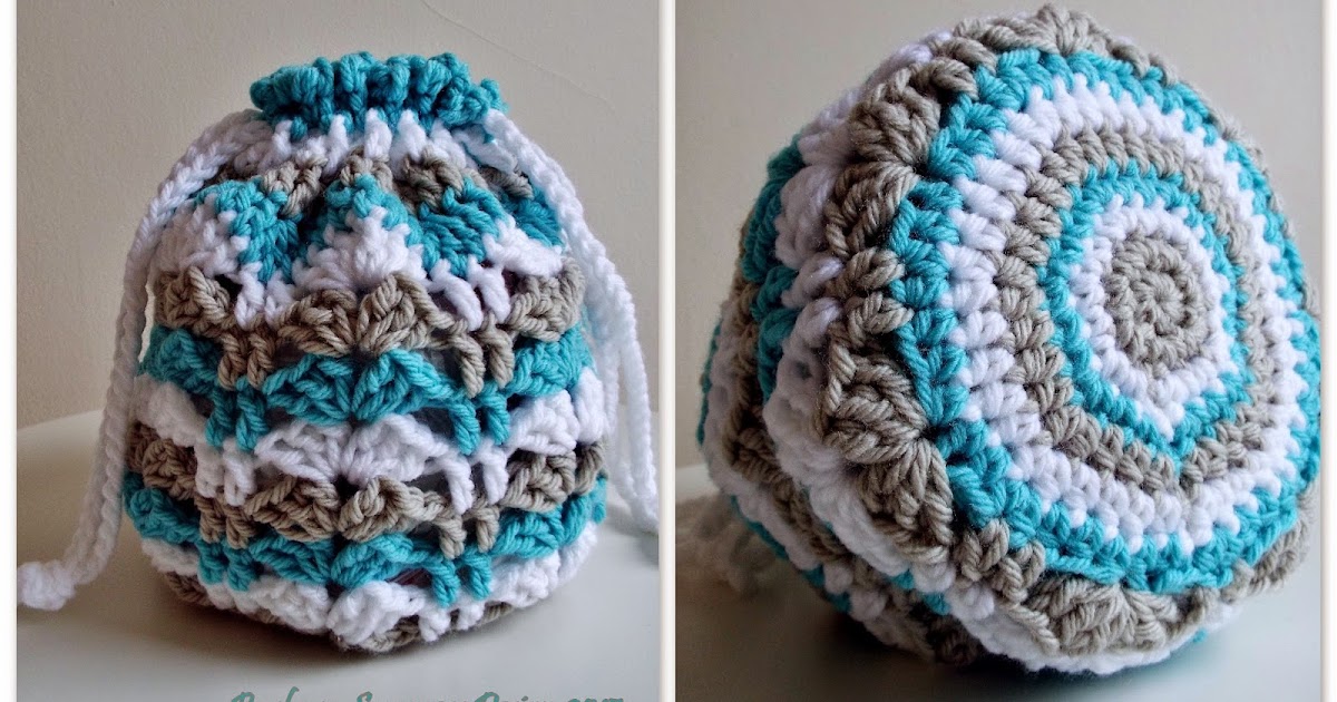 MICROCKNIT CREATIONS: CINDY Crochet Drawstring Bag FREE PATTERN