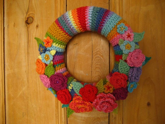 Crochet flower wreath