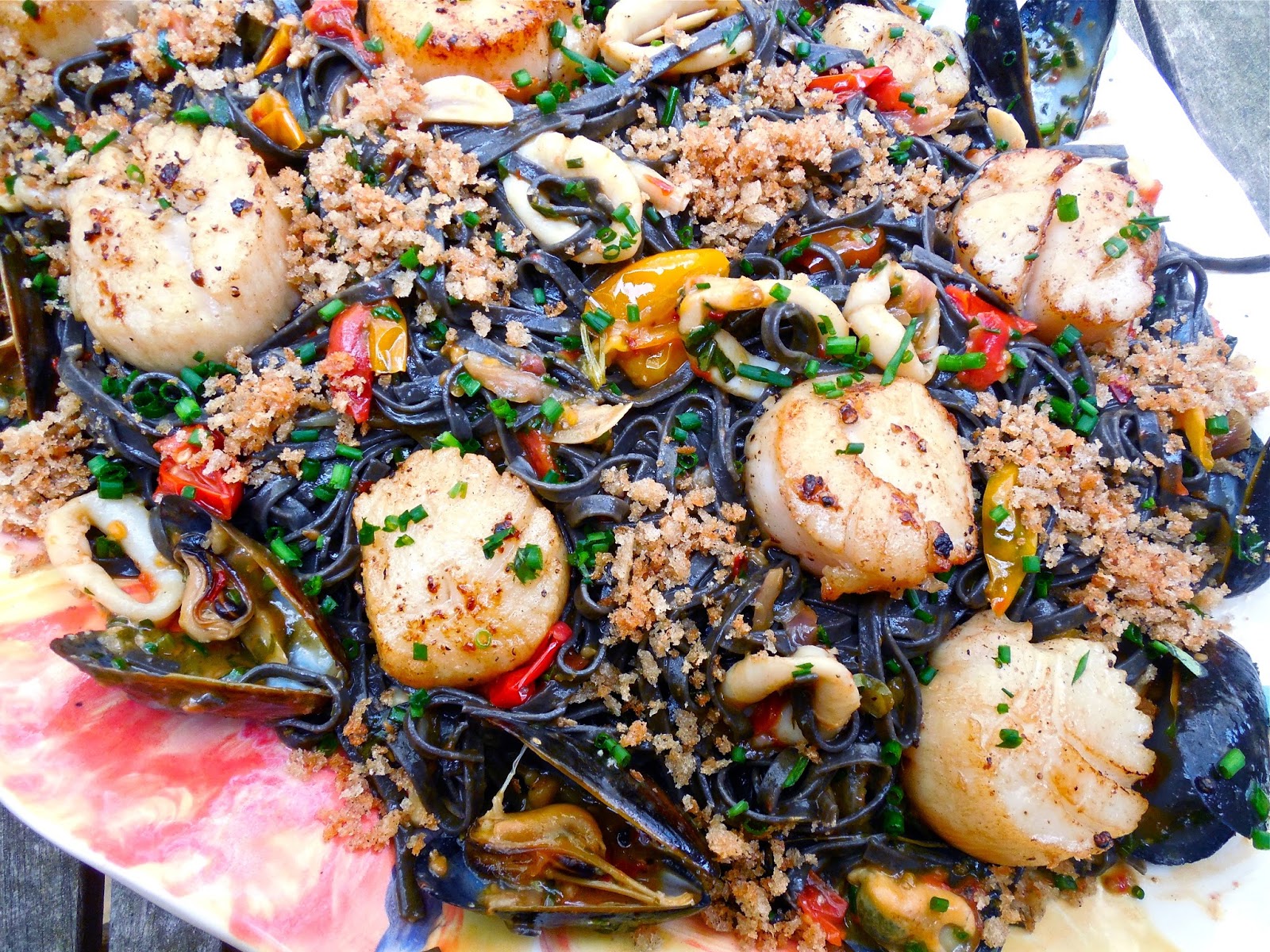 Haute + Heirloom Date Night Squid Ink Pasta with Calamari, Mussels