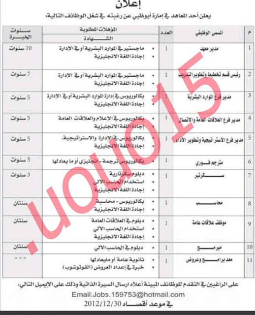 جريدة الاتحاد وظائف الخميس 20\12\2012  %D8%A7%D9%84%D8%A7%D8%AA%D8%AD%D8%A7%D8%AF+1