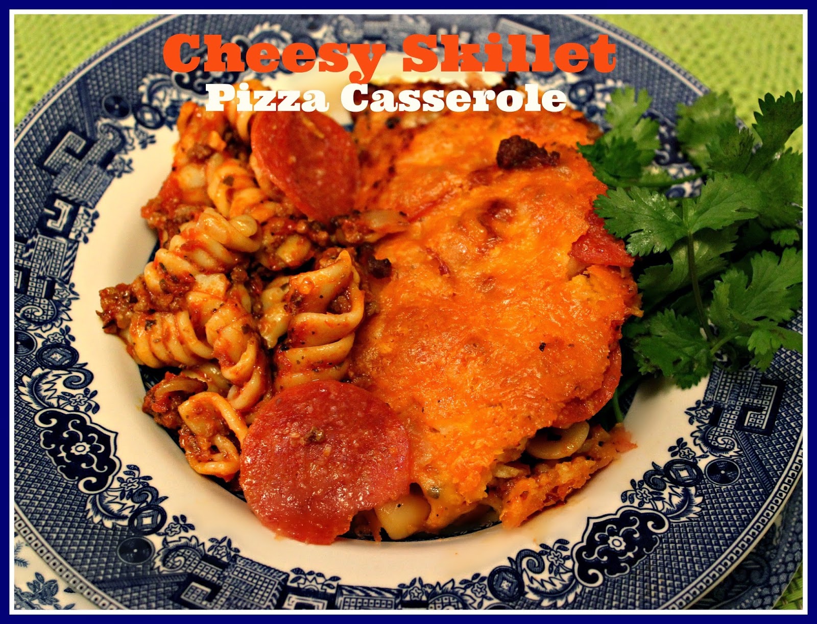 Sweet Tea and Cornbread Cheesy Skillet Pizza Casserole!