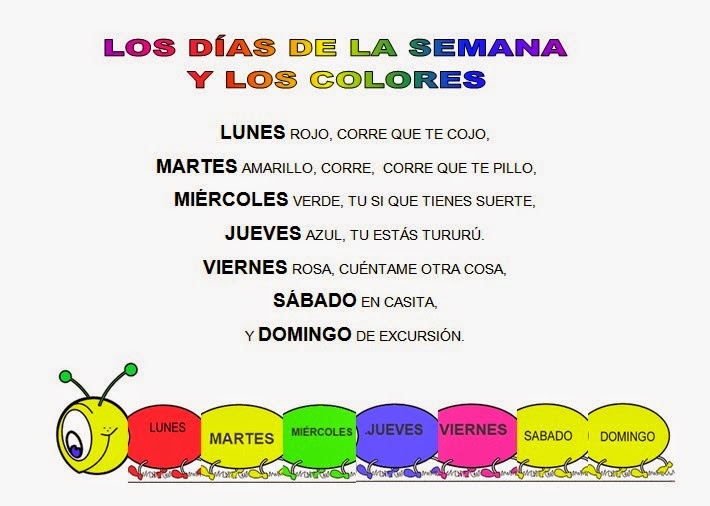 CANTORES INFANTILES LOS DÍAS DE LA SEMANA Y LOS COLORES