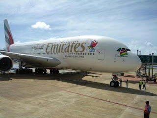 Emirates A380 in Mauritius 