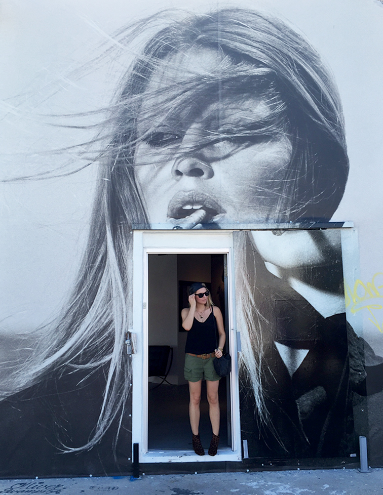 In front of the Brigitte Bardot street art Terry O'neill gallery, MBAB, Art Basel 2014, Wynwood