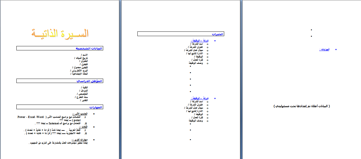 exemple d un cv en arabe