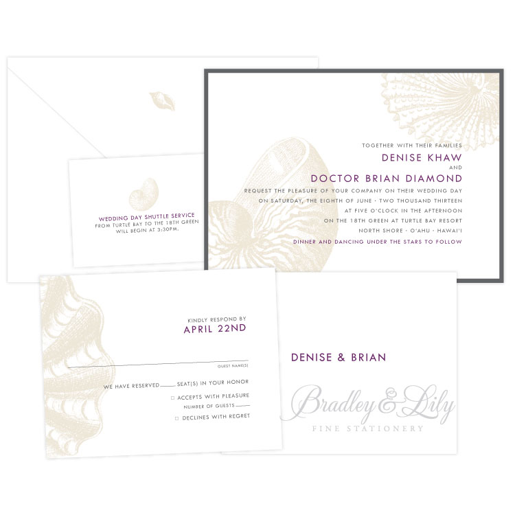 Seashell Wedding Invitation Suite Bradley & Lily Fine Stationery