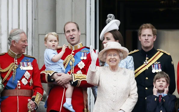 Queen Elizabeth II, Prince Charles, Prince of Wales, Prince William, Duke of Cambridge, Catherine, Duchess of Cambridge and Prince George of Cambridge