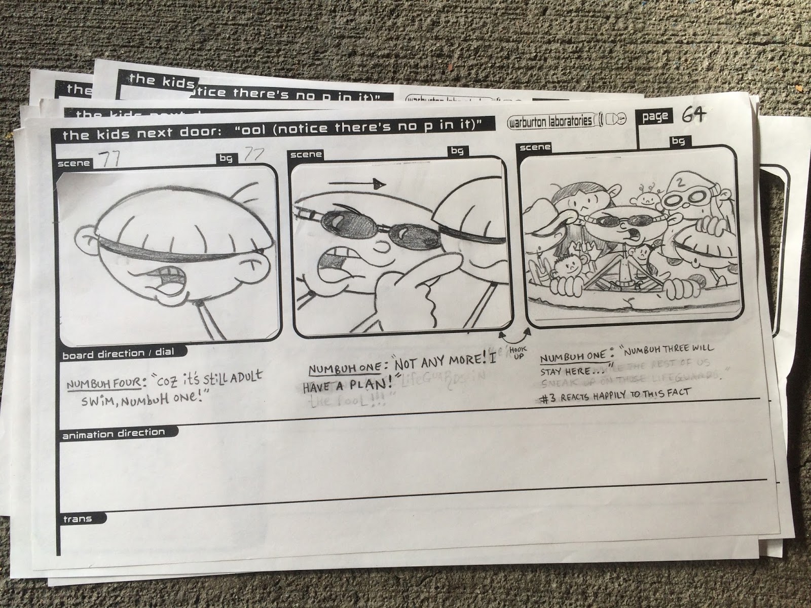warburtonlabs A LIGHT DUSTING OF KND PILOT STORYBOARD PAGES
