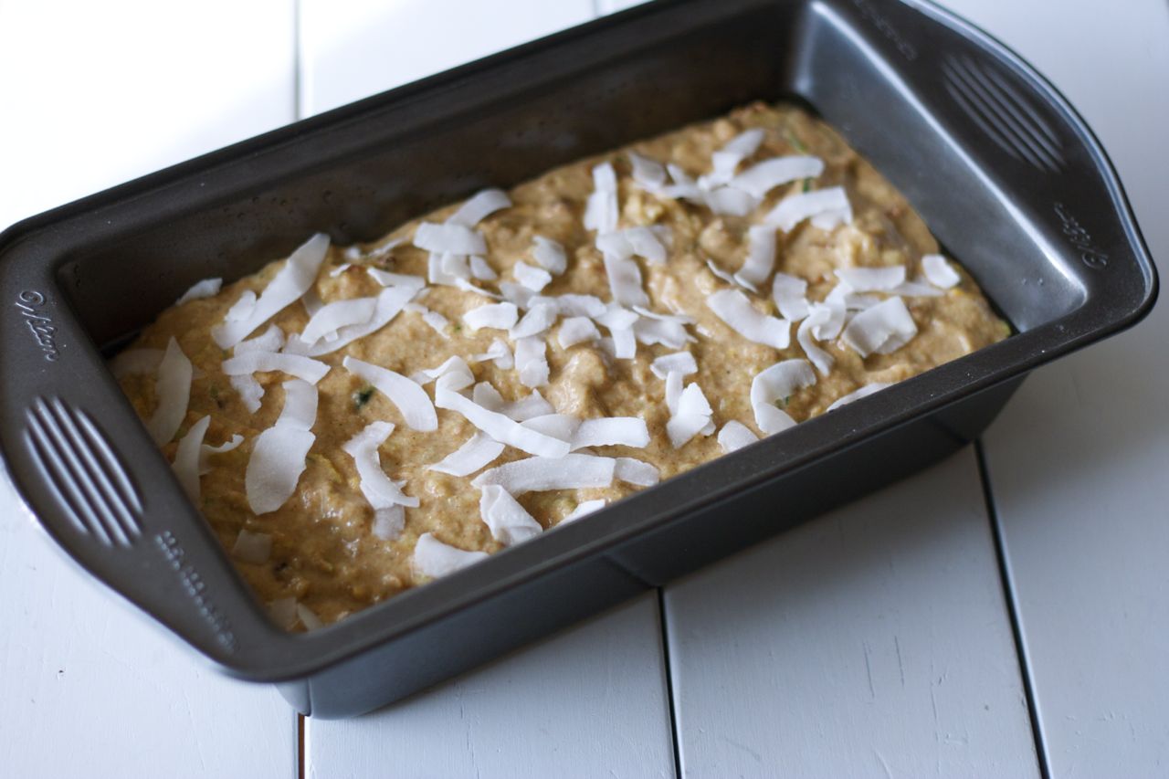 Zucchini Spice Loaf with Toasted Coconut Craving Greens