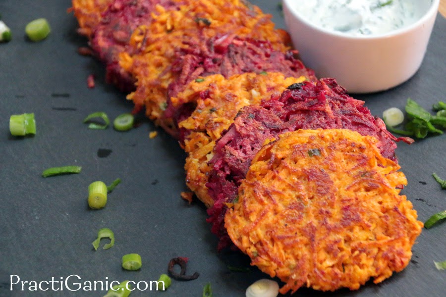 Root Vegetable Potato Pancakes with Yogurt Dip PractiGanic
