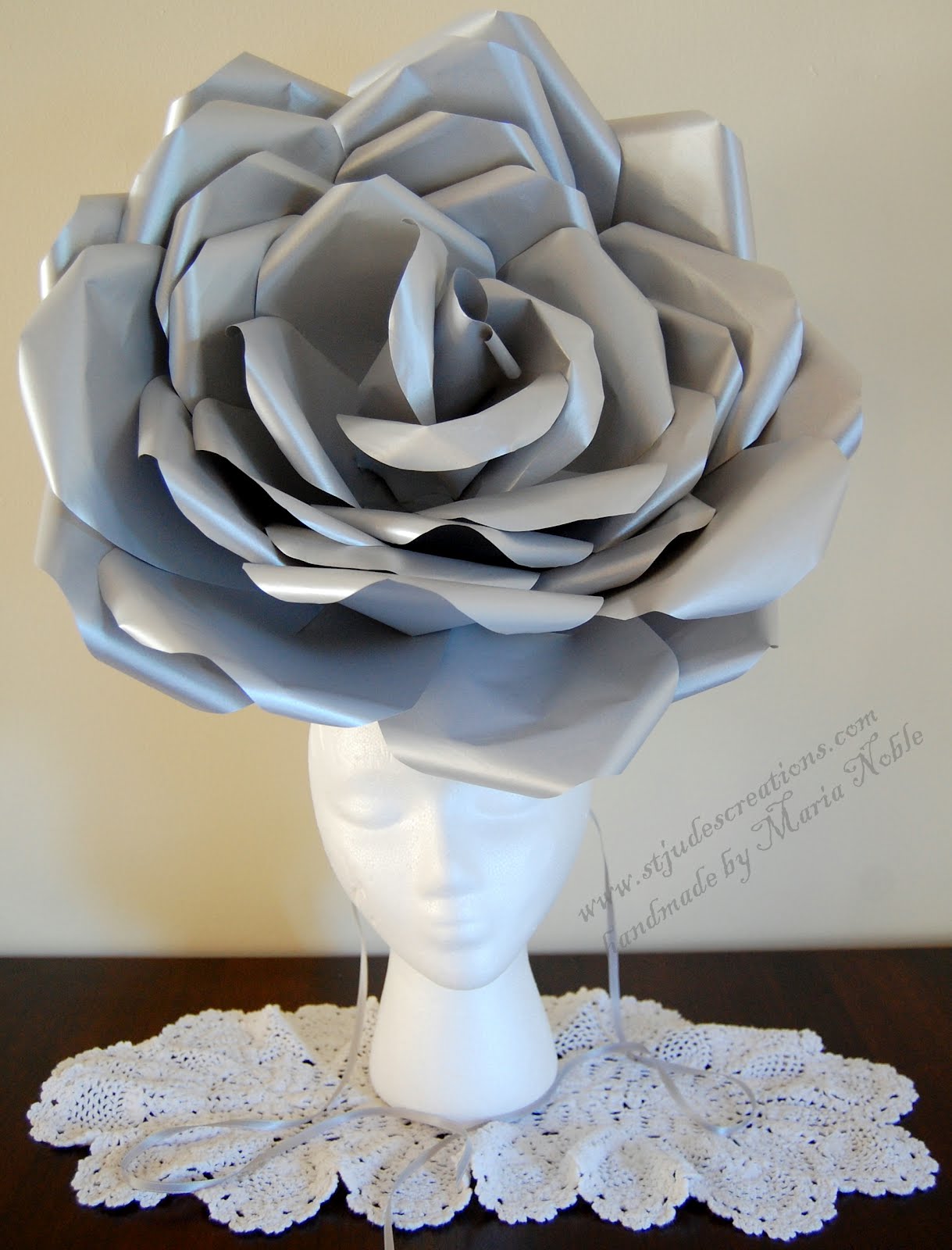 Large oversized paper flower facinator hat royal wedding fashion show