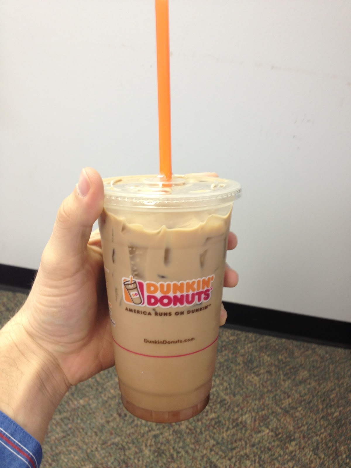 how many calories does a large caramel iced coffee from dunkin donuts have