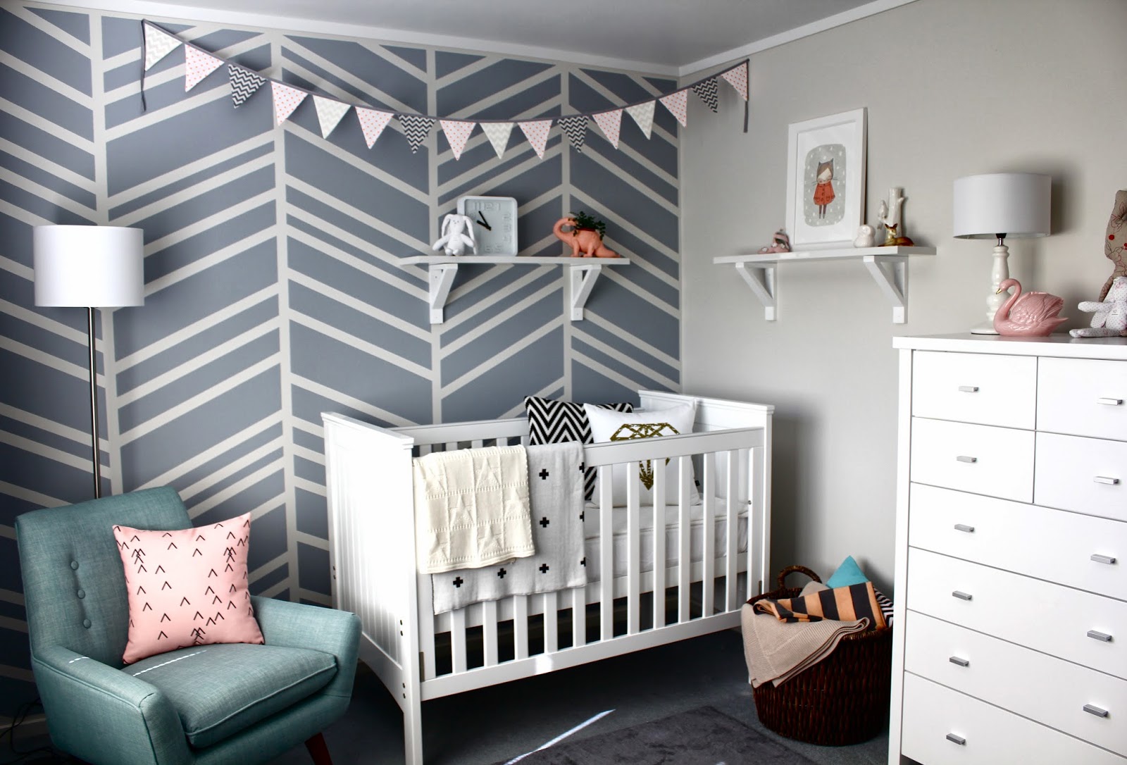 My Home Baby Nursery For Our Little Beau Monde Mama I Painted The Entire Room With Dulux Colours Of New Zealand Feature Wall Is Lake Wakatipu Walls Are Manorburn Quarter And Ceiling