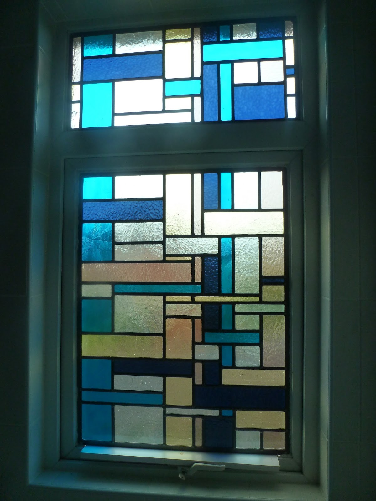 Glass Blog Mondrian stained glass window installed