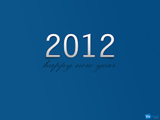 Happy New Year 2012 Simple Text Wallpaper Blue