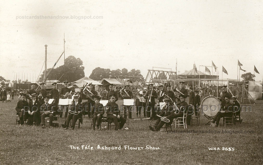 Postcards Then and Now Ashford, Middlesex, Flower Show Fete 1914 and