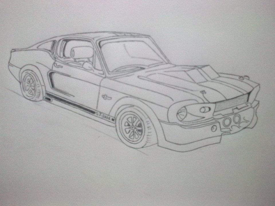 How to draw a ford mustang gt500 #4