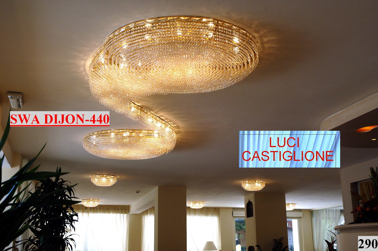 Lucicastiglione fabbrica lampadari: lampadari per alberghi Plafoniera con cristalli swarovski