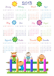 新年の子供カレンダー テンプレート 2013 calendars for kids cartoon characters and animals イラスト素材5