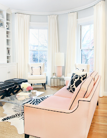 Feminine pink and black living room
