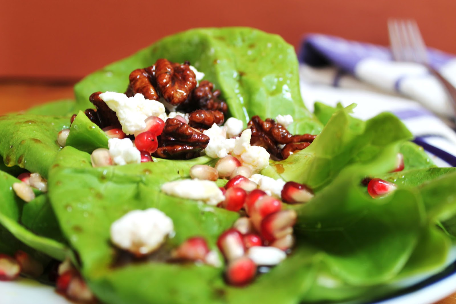 Food Nasty Fall Pomegranate Candied Walnut Goat Cheese Salad!