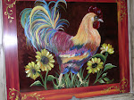 Rooster with sunflowers