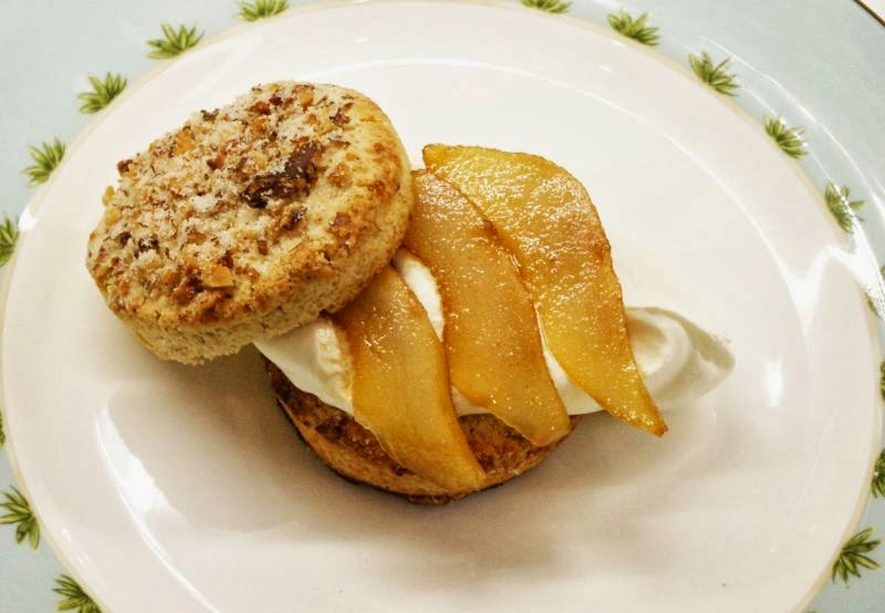 Moveable Feasts Blue Cheese Walnut Biscuits with Pears and Cream