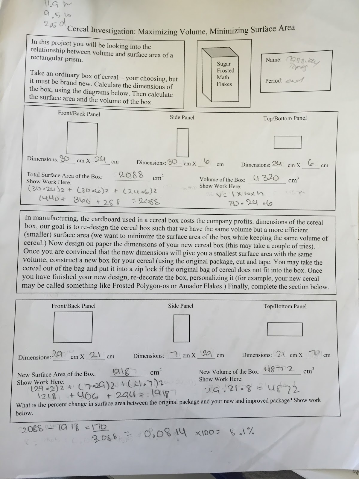 Geometry Redesigning a Cereal Box