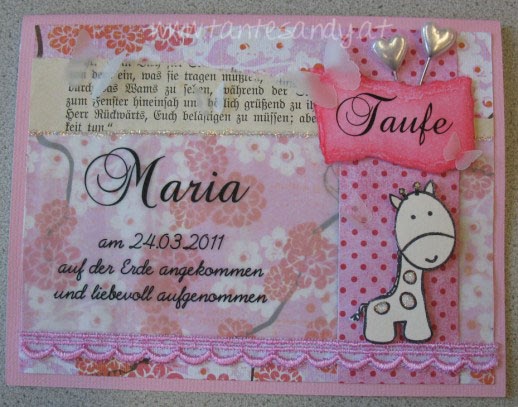 Tante Sandy Design The Queen of Bristol Auftragskarte zur Taufe von