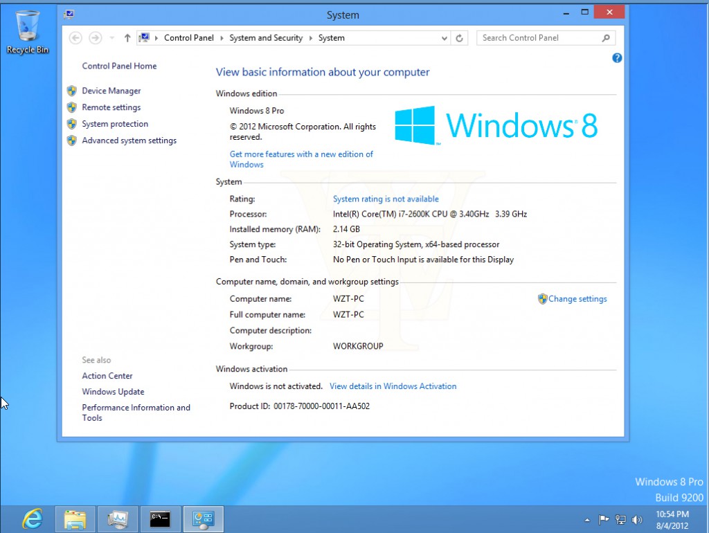Windows 8 RTM ed and installed