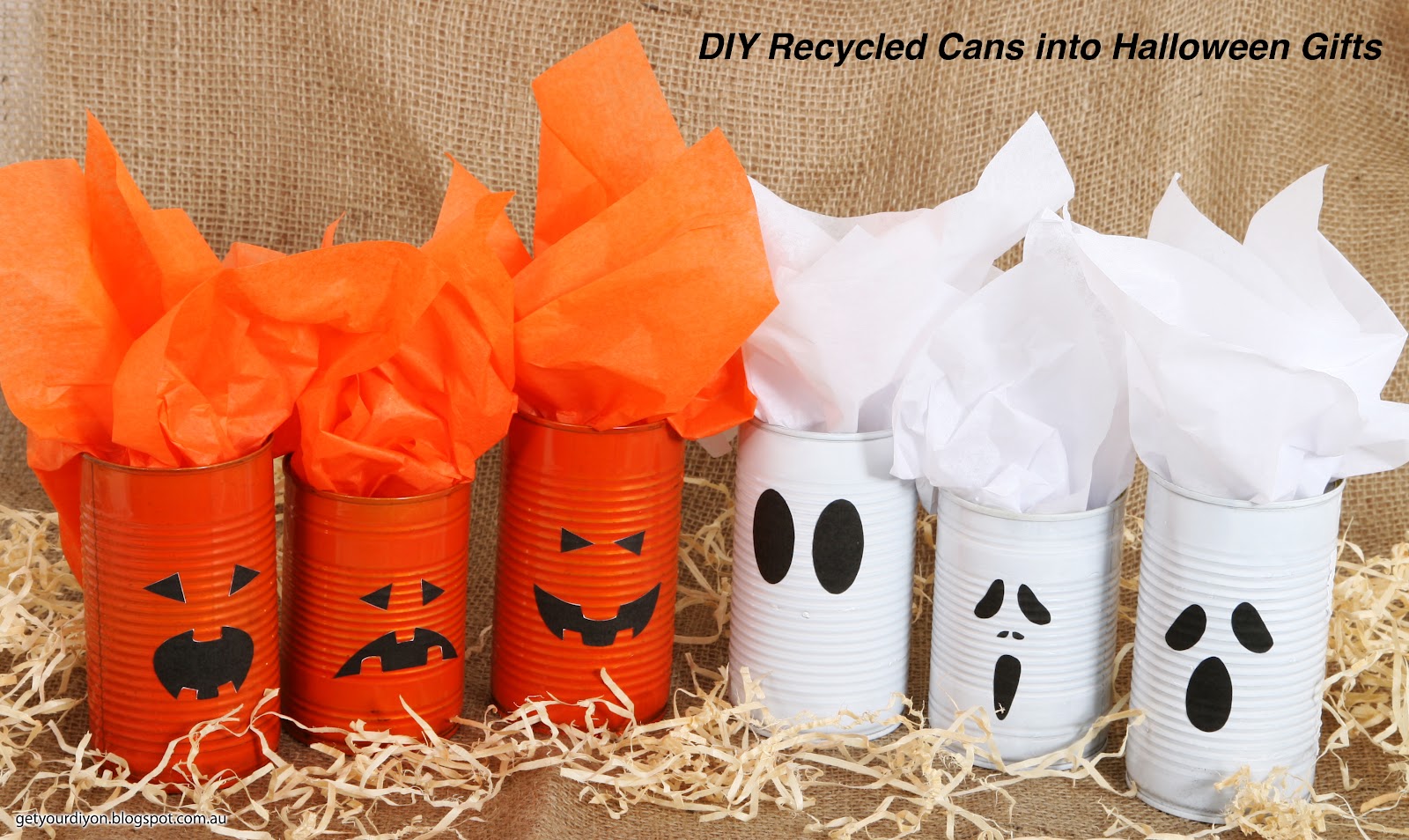 get your d i y on d i y recycle cans into halloween gifts