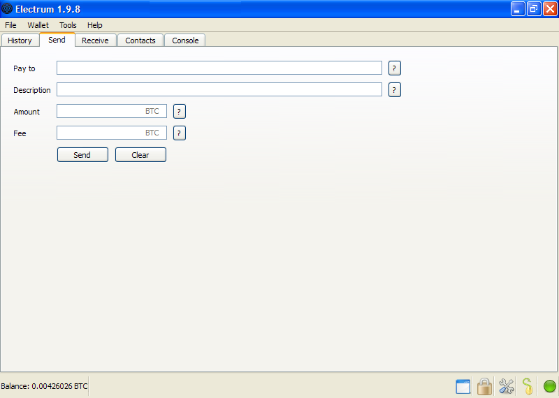 Tela da carteira Electrum Electrum_Wallet