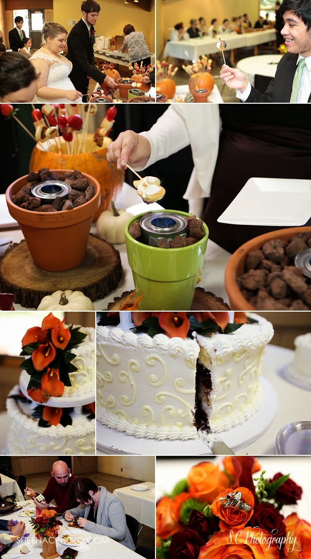 Reception smores station wedding DIY food skewers fondue