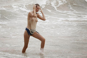 Toni Garrn Victoria’s Secret Braless See-Through Photoshoot Candids in St. Barts