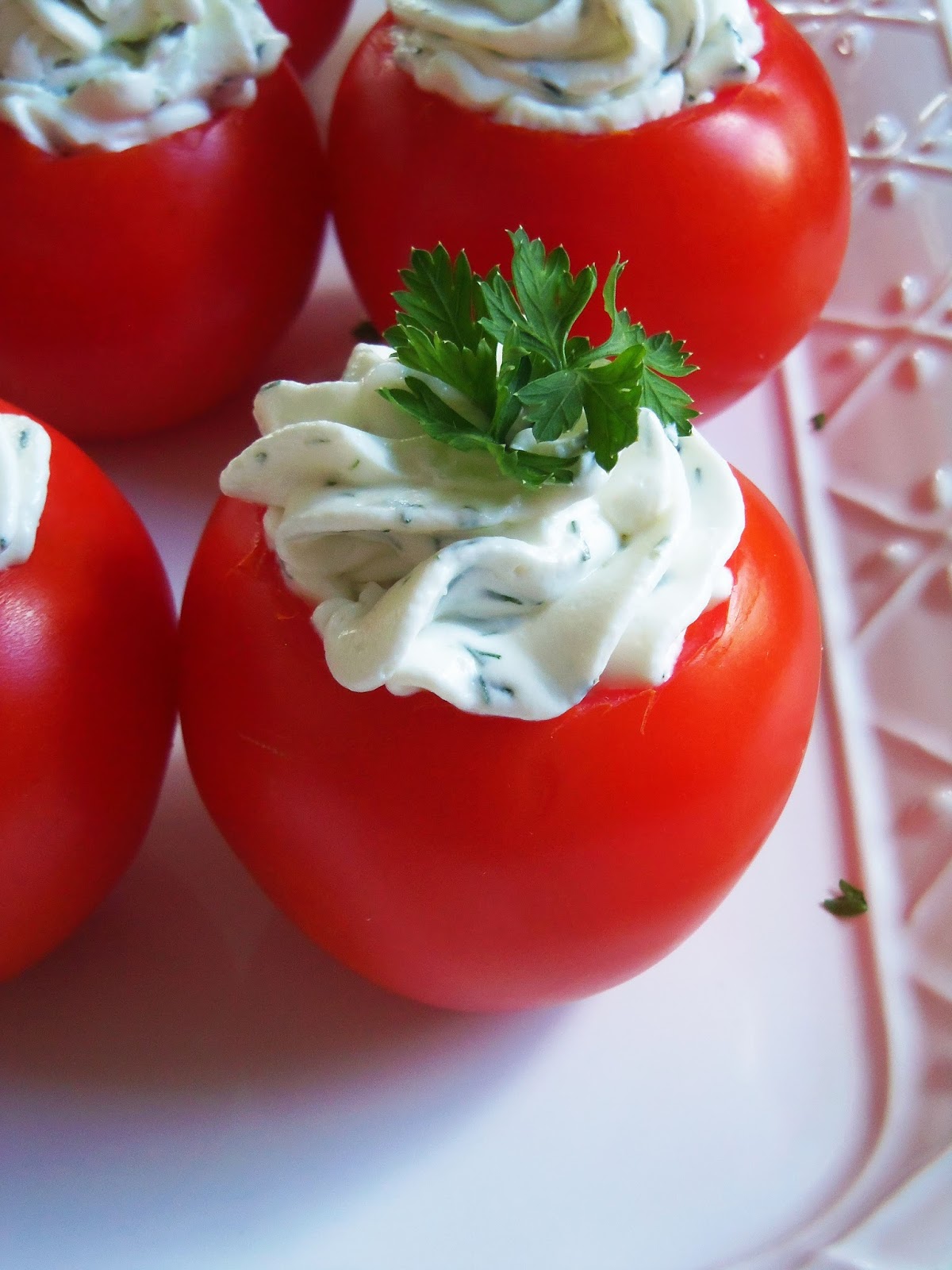 Simply Romanesco Goat Cheese Stuffed Tomatoes