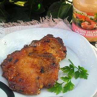 1000 Island Tangy Pork Chops ~ Most delicious, tender and tangy Pork Chops around ! The 1000 Island Dressing gives the chops a wonderful sweet/salty taste #PorkChops #BakedChops #LowFat