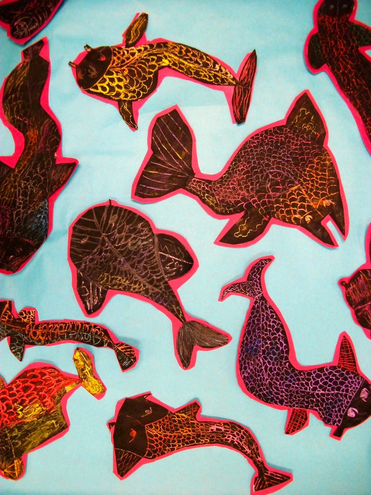 Experiments in Art Education Koi Fish Scratch Art