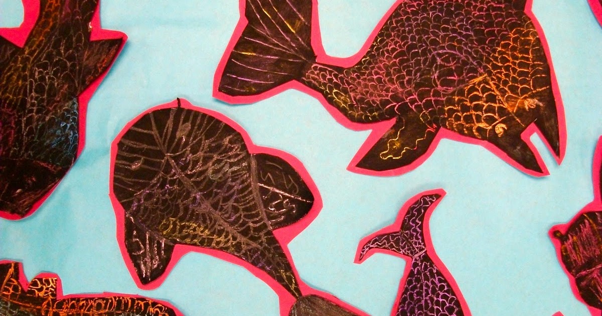 Experiments in Art Education Koi Fish Scratch Art
