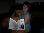 Tiffin and her dog Brinkley reading together ,,Their Favorite Message Is Tounge Spashers