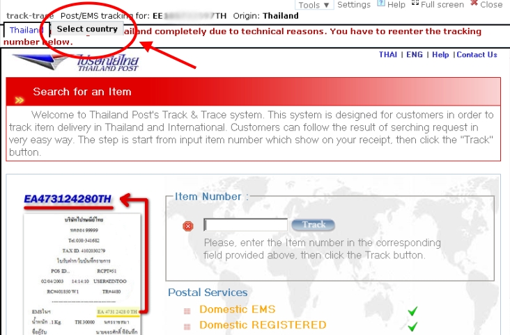 Thailand post tracking