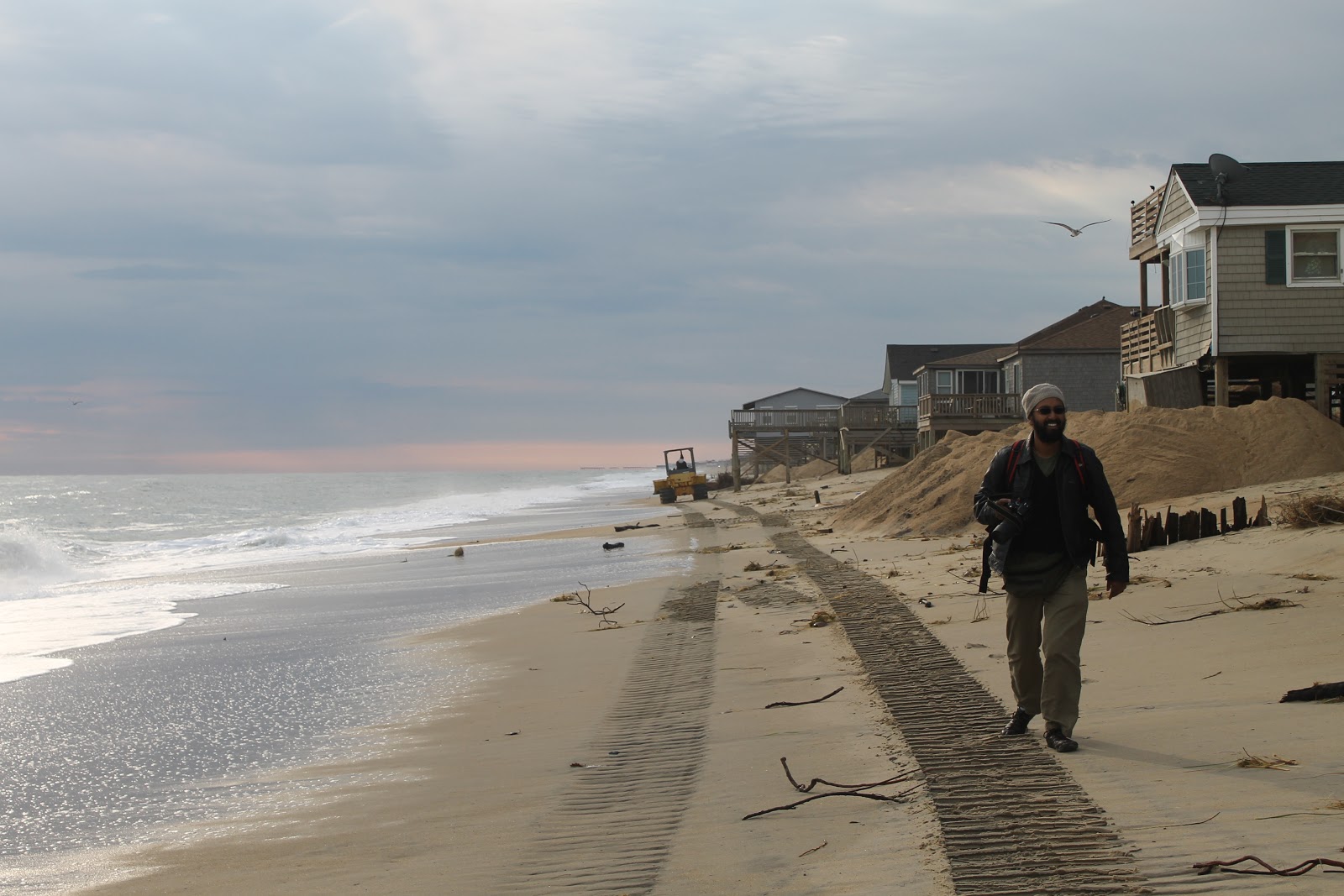 Sonya and Sugata Hurricane Sandy and the beach along Kitty Hawk, North