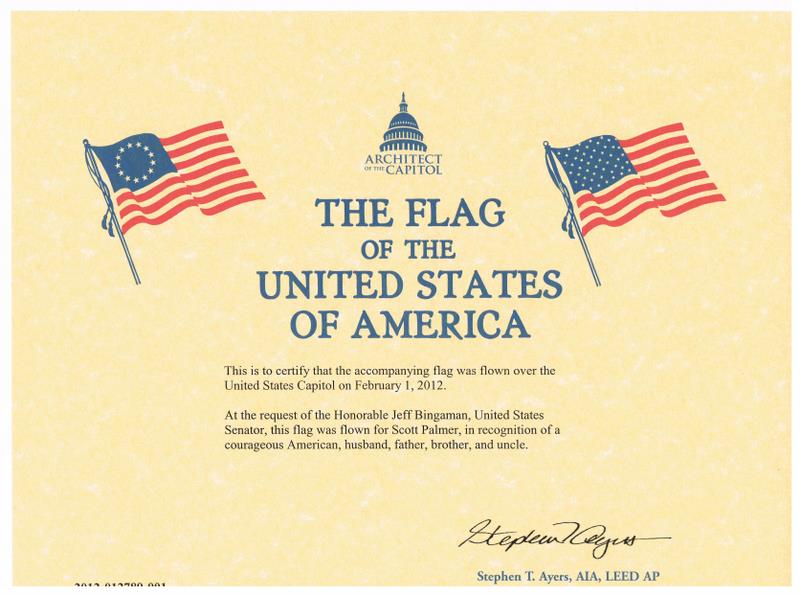 flag flown certificate template