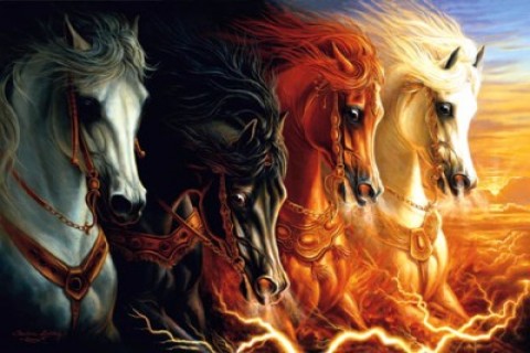 four horses horse crown behold revelation him he sat bow saw had