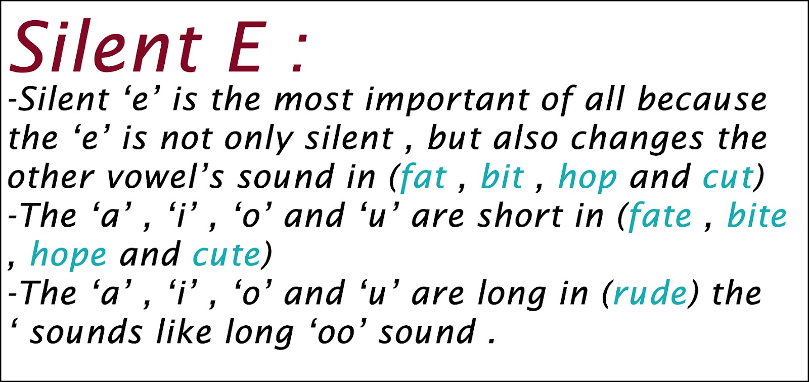 Pronuntiation: Silent letters  Silent+letter+E